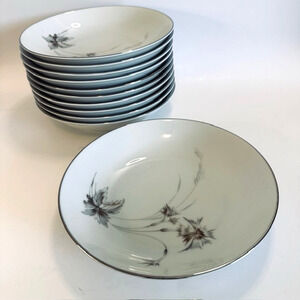 Heinrich-H&C Sepia White/Platinum Trim Coupe Soup Bowl (1) Floral Germany